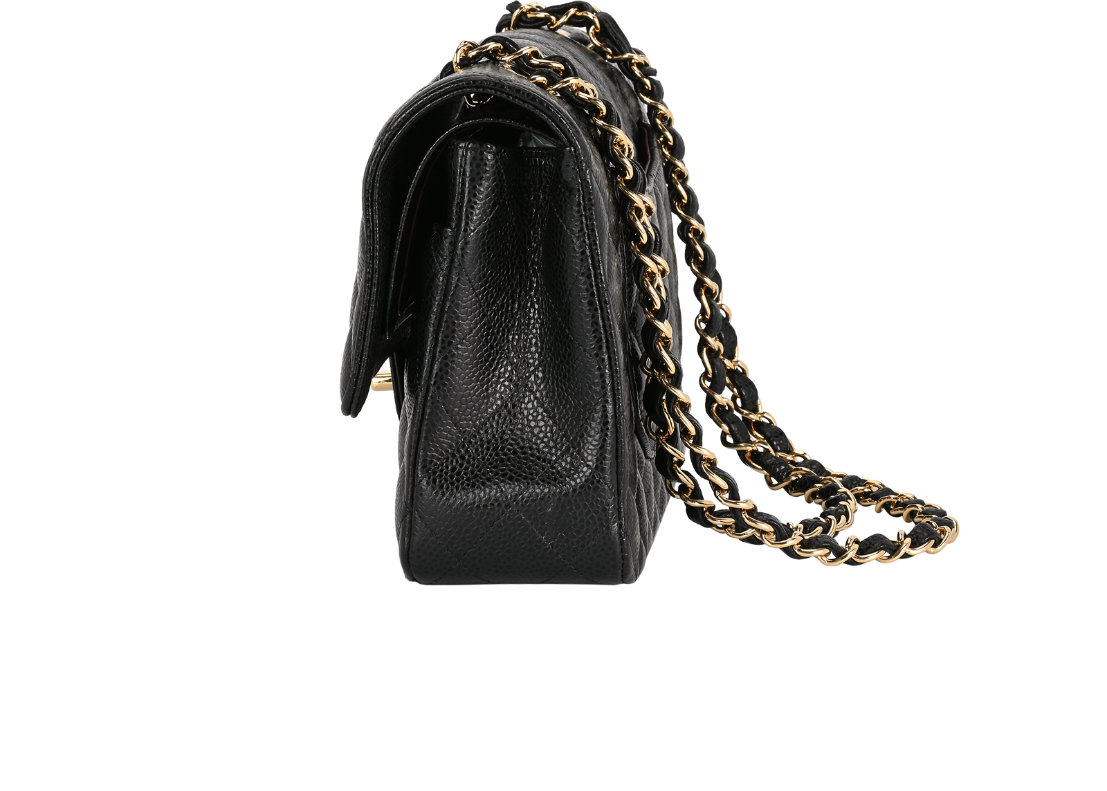 Medium Classic Double Flap, &pound;6,500, Handbags, Black, Caviar Leather, Bottom view